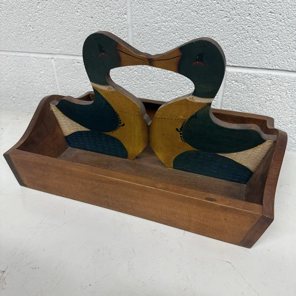 Wooden Duck Tote Basket Box Country Chic Cottage‎ Primitive